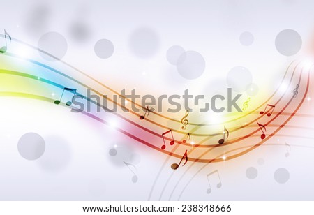 abstract party multicolor background with music notes and blurry lights