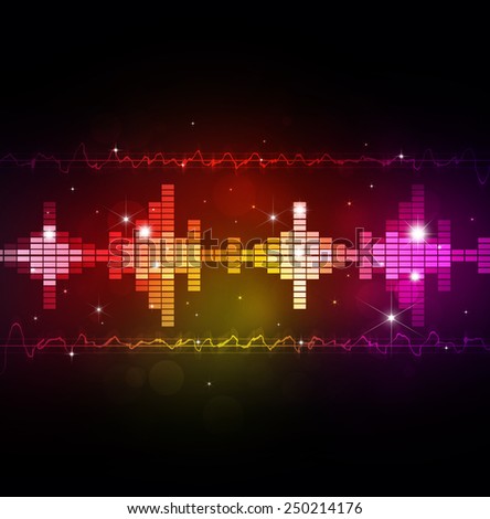 abstract music multicolor background with equalizer and music waves