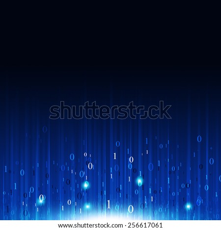 abstract motion binary code numbers concept technology blue background