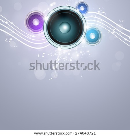 funky bright music sound speaker background with music notes