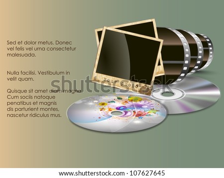 the concept of old and new technology. film with a photo and a CD