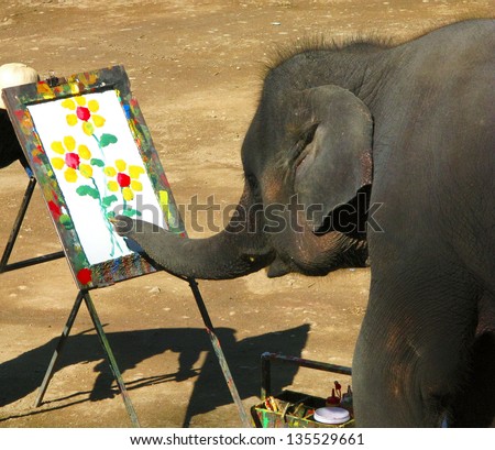 Elephant Painting in Thailand.