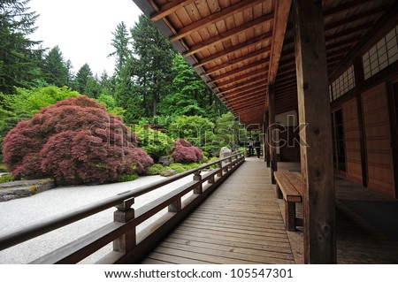 Japanese Style Balcony From Portland Japanese Garden Stock ...