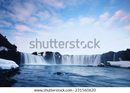 waterfal of god in iceland in late winter
