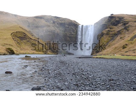 big waterfalls right by ring road in iceland