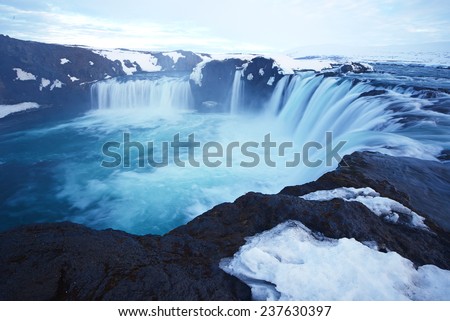 the waterfall of god in iceland in late winter, Godafoss