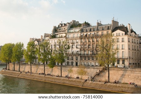 Quay Seny in the warm spring evening. Paris
