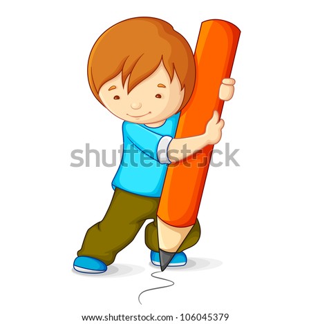 Vector Illustration Of Kid Drawing With Pencil - 106045379 : Shutterstock