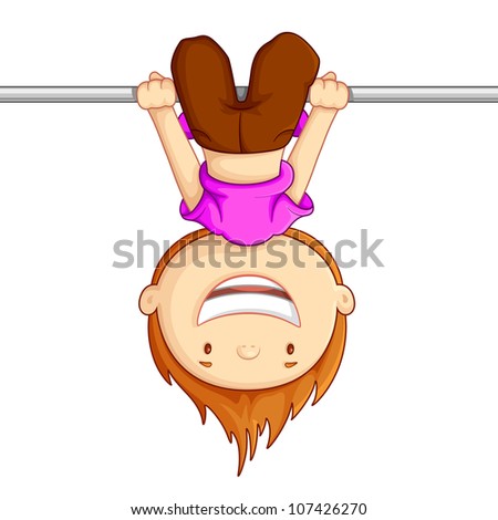 Vector Illustration Of Kid Hanging Against White Background - 107426270