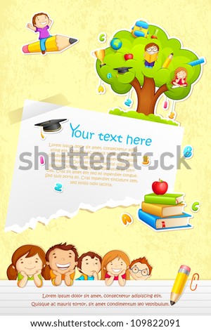 vector illustration of back to school template with kids