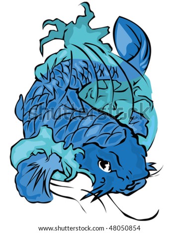 koi fish drawing. stock vector : Koi Fish