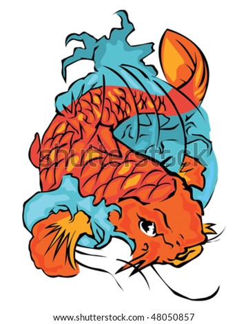 stock vector Koi Fish japanese koi fish drawing text tattoo designs 