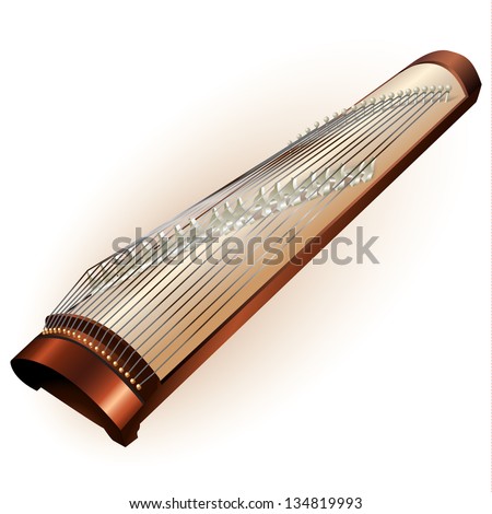 Musical background series. Traditional Japanese koto, isolated on white background. Vector illustration
