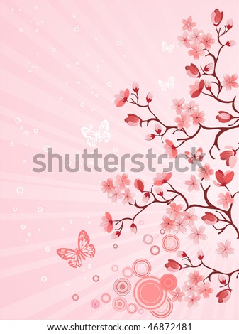 japanese art cherry blossom. stock vector : Japanese cherry