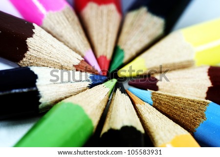 Close-up picture of color pencils.