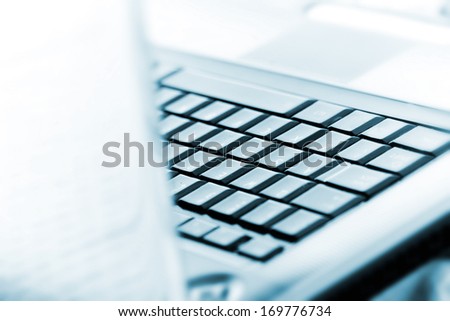 Closeup of modern and stylish laptop.