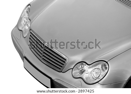 Silver car isolated on white