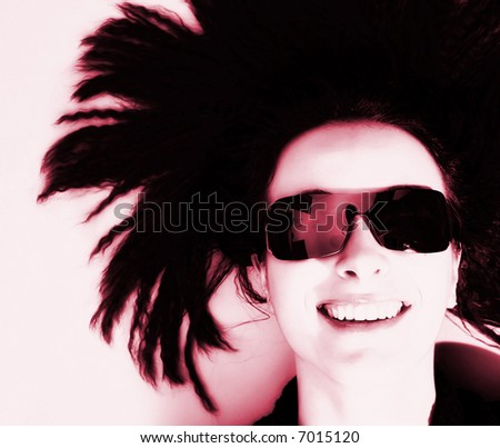 Beautyful woman with sunglasses isolated on white background.