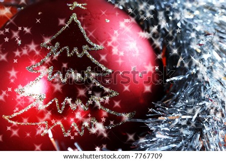 Silver fir isolated on red globe