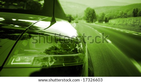 Black car on the highway
