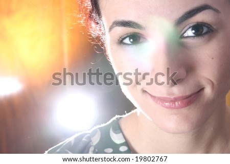Beautiful woman face  with light effects