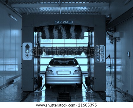Automobile going through the car wash.
