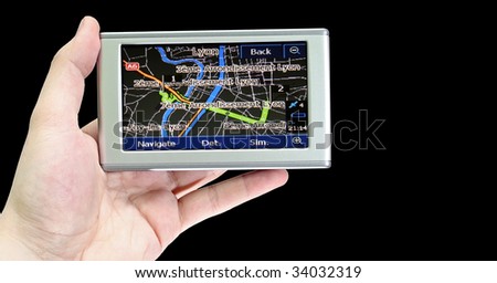 Gps in a man hand. Find your way !