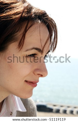 Close-up of  happy woman's face.