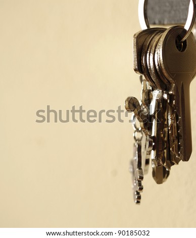 Close up of many apartment keys on a hanger