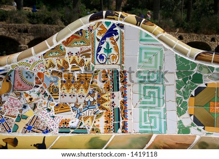 Mosaic in Guell park in Barcelona