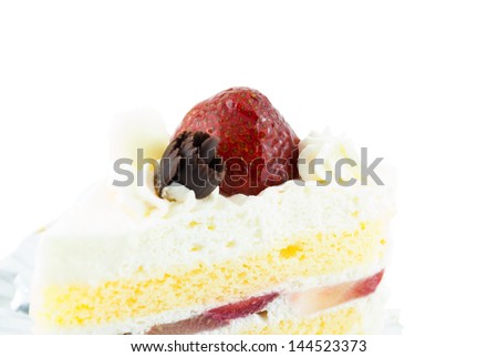 closeup strawberry cake - piece of cake with strawberry