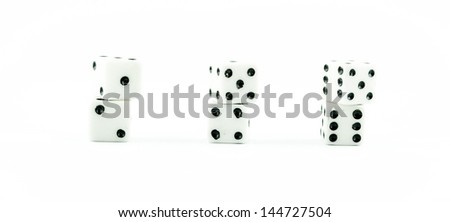 white old dice on a white background - button white casino dices