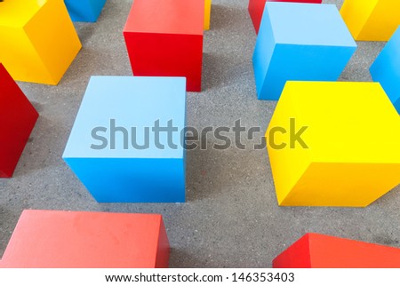 colored block cubes as chairs toy