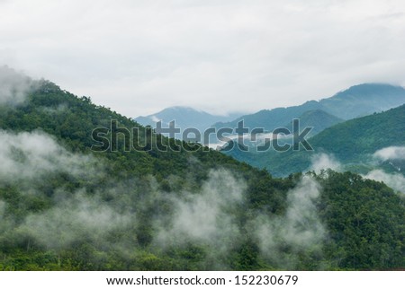 Foggy hills - mountains landscape mist - mist and mountain