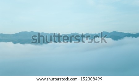 Early Morning Fog in the Mountains - Distant mountain range