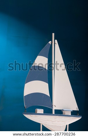 Ship model isolated on blue background