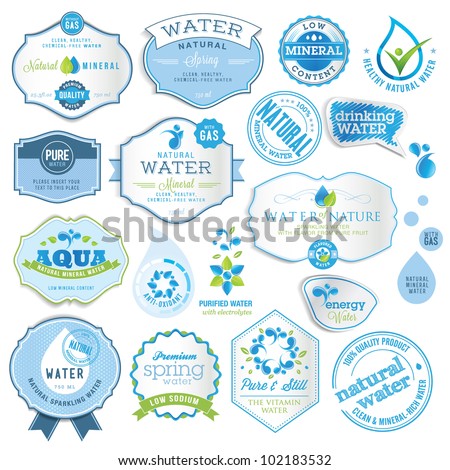 Set of water labels Set of water labels