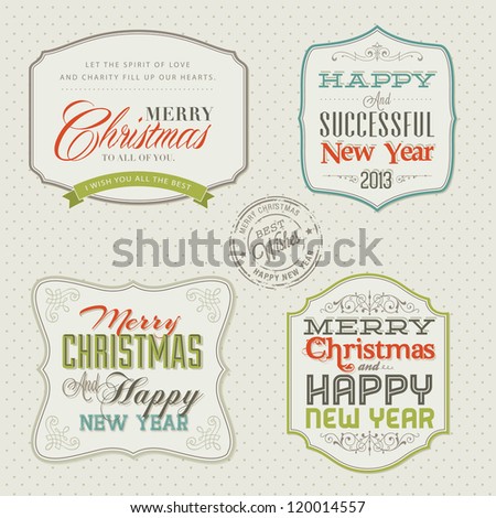 Set of vintage styled Christmas and New Year cards Set of vintage styled Christmas and New Year cards