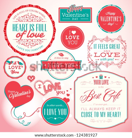 Set of badges and elements for Valentine`s day Set of badges and elements for Valentine`s day