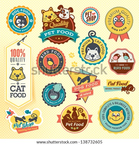 Set of animal labels and stickers