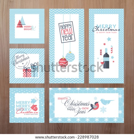 Set of Christmas and New Year greeting cards Set of Christmas and New Year greeting cards