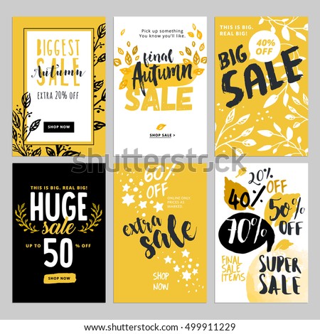 Set of social media sale banners, and ads web templates. Vector illustrations of season online shopping website and mobile website banners, posters, email and newsletter designs, ads, coupons.