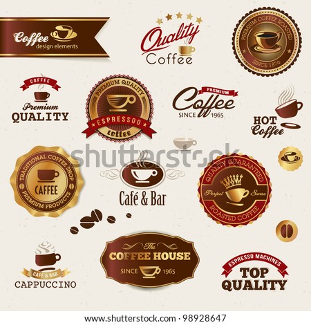 Coffee Labels And Elements Stock Vector Illustration ...