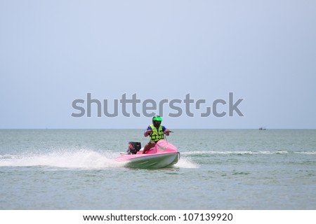 HUA HIN, THAILAND - JUNE 24: Hua Hin Boat Racing Championships. Unidentified Jet Ski Drivers try to catch up others of the race in a kind of Jet Ski Open on June 24, 2012 Hua Hin, Thailand