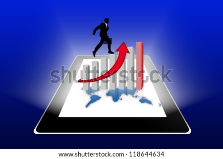 Financial success report & statistics on tablet pc