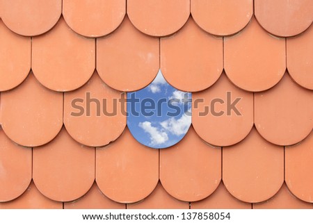 New red roof covers texture with blue sky concept