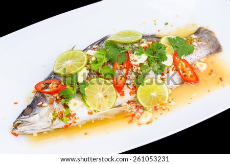 steamed fish, Chinese style steamed fish in spicy sauce