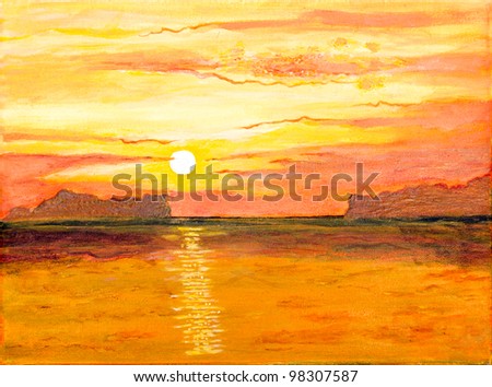 Sunrise on the sea of oil painting
