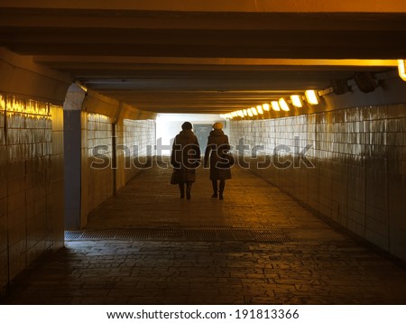 MOSCOW - MARCH 13: Pedestrian underground interior on March 13, 2014 in Moscow, Russia.