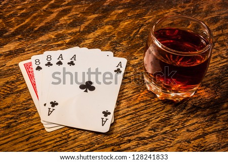 Wild Bill Dead Mans Hand with a shot of whiskey